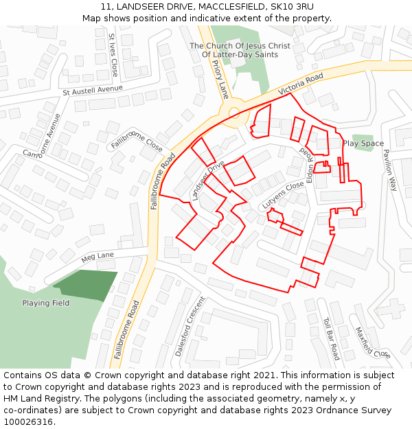 11, LANDSEER DRIVE, MACCLESFIELD, SK10 3RU: Location map and indicative extent of plot