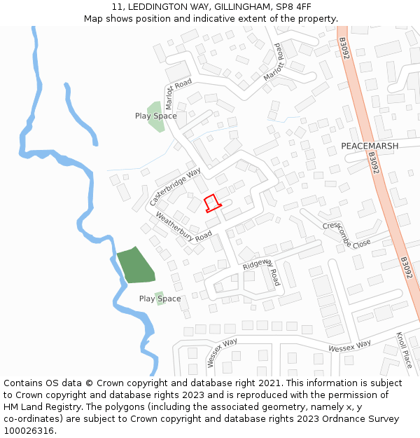 11, LEDDINGTON WAY, GILLINGHAM, SP8 4FF: Location map and indicative extent of plot