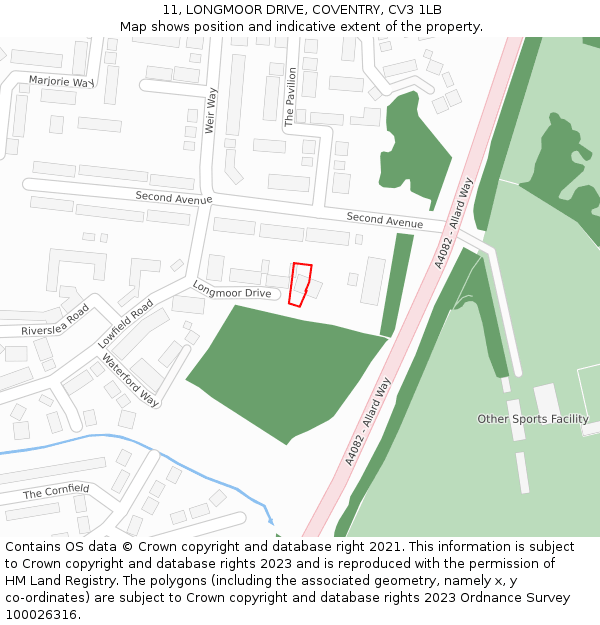 11, LONGMOOR DRIVE, COVENTRY, CV3 1LB: Location map and indicative extent of plot