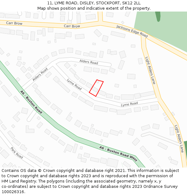 11, LYME ROAD, DISLEY, STOCKPORT, SK12 2LL: Location map and indicative extent of plot