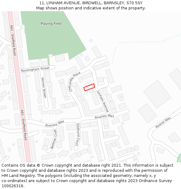 11, LYNHAM AVENUE, BIRDWELL, BARNSLEY, S70 5SY: Location map and indicative extent of plot