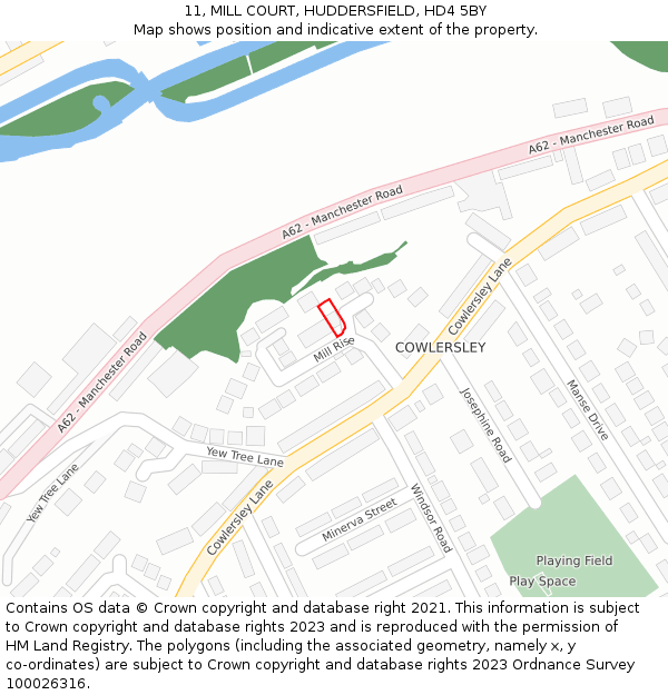 11, MILL COURT, HUDDERSFIELD, HD4 5BY: Location map and indicative extent of plot