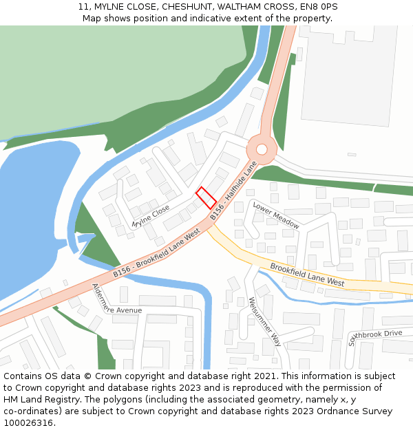 11, MYLNE CLOSE, CHESHUNT, WALTHAM CROSS, EN8 0PS: Location map and indicative extent of plot