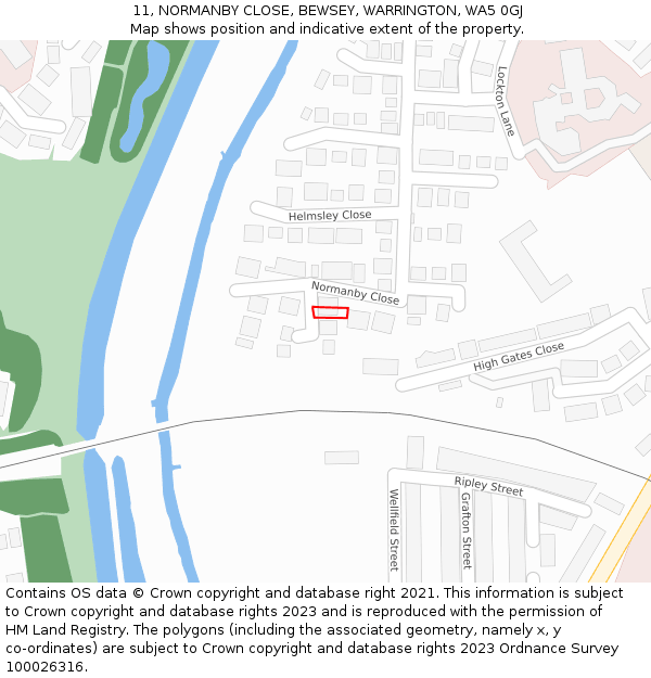 11, NORMANBY CLOSE, BEWSEY, WARRINGTON, WA5 0GJ: Location map and indicative extent of plot