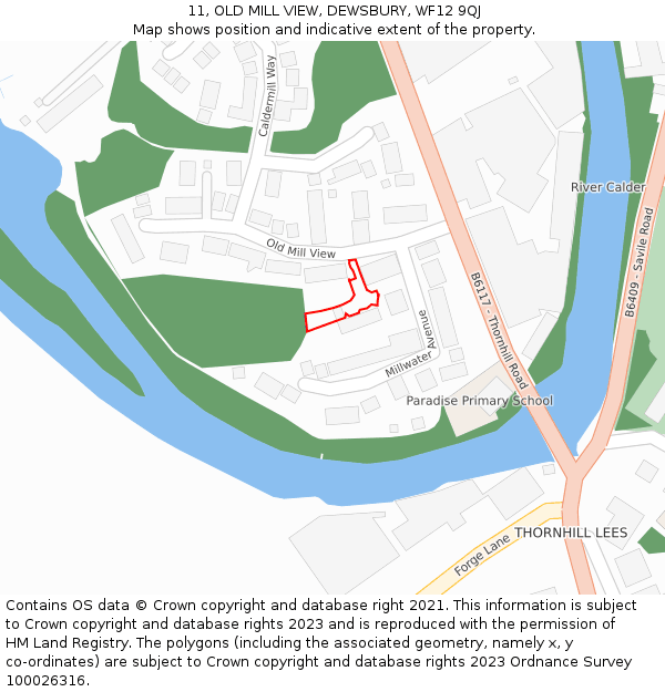 11, OLD MILL VIEW, DEWSBURY, WF12 9QJ: Location map and indicative extent of plot