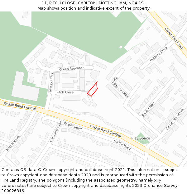 11, PITCH CLOSE, CARLTON, NOTTINGHAM, NG4 1SL: Location map and indicative extent of plot