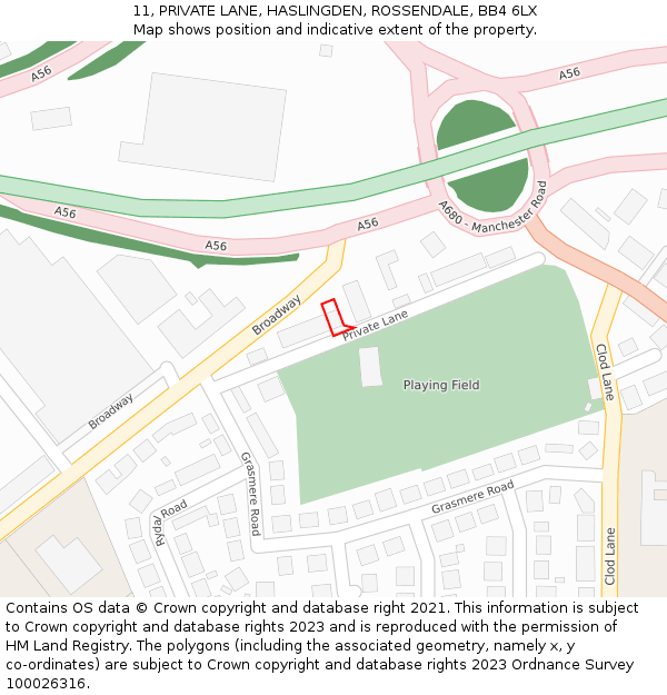 11, PRIVATE LANE, HASLINGDEN, ROSSENDALE, BB4 6LX: Location map and indicative extent of plot