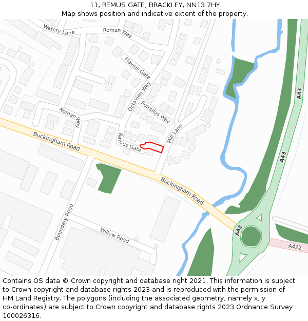 11, REMUS GATE, BRACKLEY, NN13 7HY: Location map and indicative extent of plot