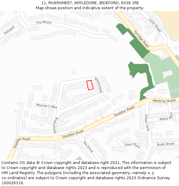 11, RIVERSMEET, APPLEDORE, BIDEFORD, EX39 1RE: Location map and indicative extent of plot