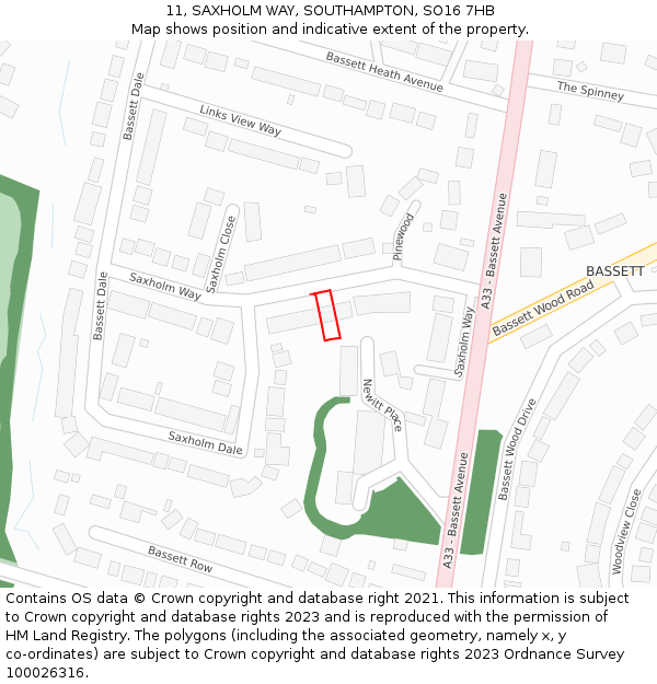 11, SAXHOLM WAY, SOUTHAMPTON, SO16 7HB: Location map and indicative extent of plot