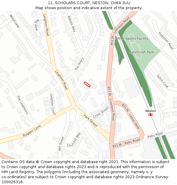 11, SCHOLARS COURT, NESTON, CH64 3UU: Location map and indicative extent of plot