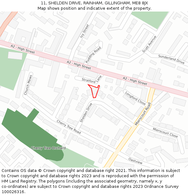 11, SHELDEN DRIVE, RAINHAM, GILLINGHAM, ME8 8JX: Location map and indicative extent of plot