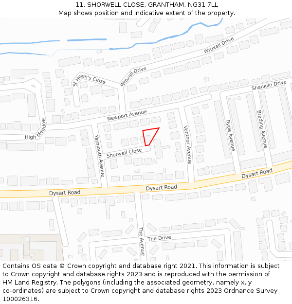 11, SHORWELL CLOSE, GRANTHAM, NG31 7LL: Location map and indicative extent of plot