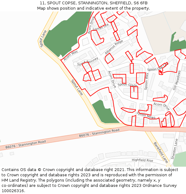 11, SPOUT COPSE, STANNINGTON, SHEFFIELD, S6 6FB: Location map and indicative extent of plot