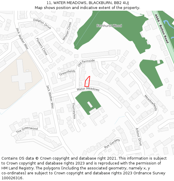 11, WATER MEADOWS, BLACKBURN, BB2 4UJ: Location map and indicative extent of plot