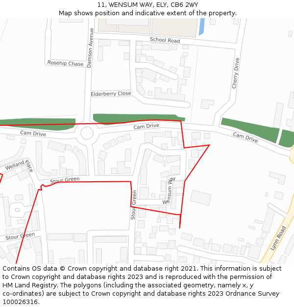 11, WENSUM WAY, ELY, CB6 2WY: Location map and indicative extent of plot