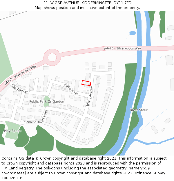 11, WIGSE AVENUE, KIDDERMINSTER, DY11 7FD: Location map and indicative extent of plot