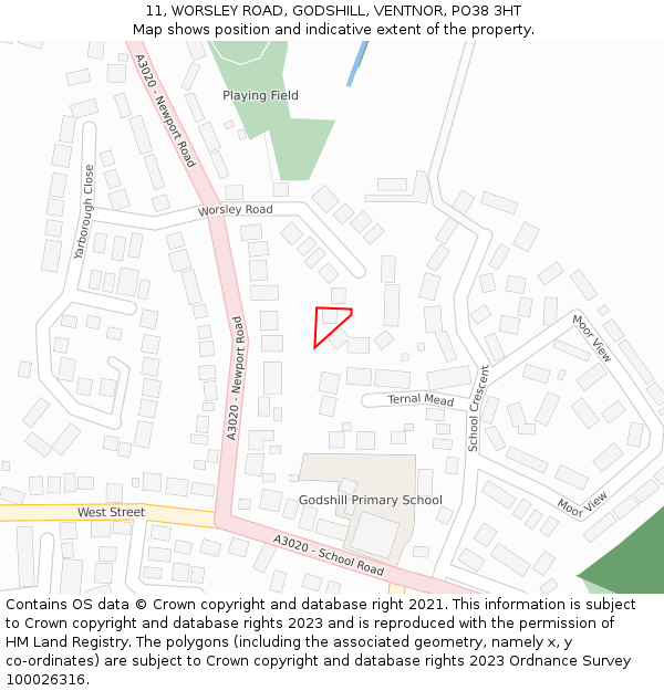 11, WORSLEY ROAD, GODSHILL, VENTNOR, PO38 3HT: Location map and indicative extent of plot