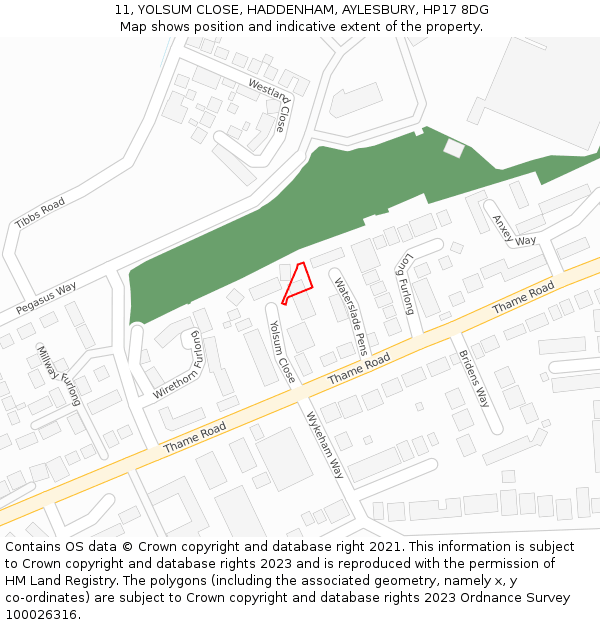 11, YOLSUM CLOSE, HADDENHAM, AYLESBURY, HP17 8DG: Location map and indicative extent of plot