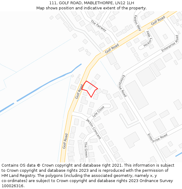 111, GOLF ROAD, MABLETHORPE, LN12 1LH: Location map and indicative extent of plot