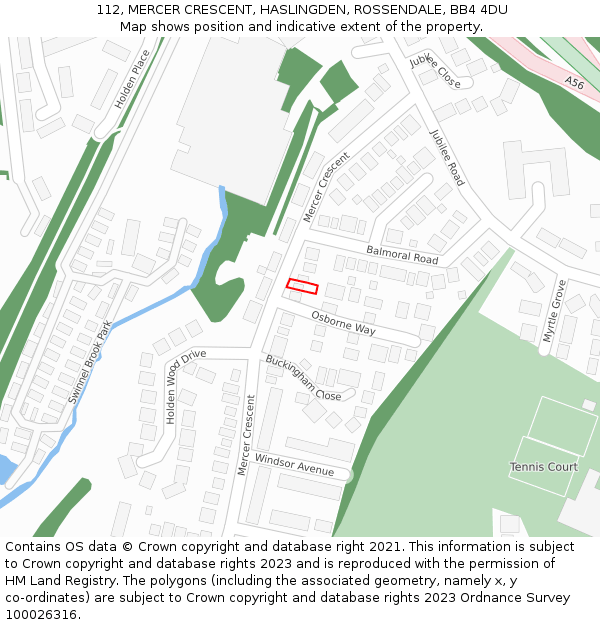 112, MERCER CRESCENT, HASLINGDEN, ROSSENDALE, BB4 4DU: Location map and indicative extent of plot