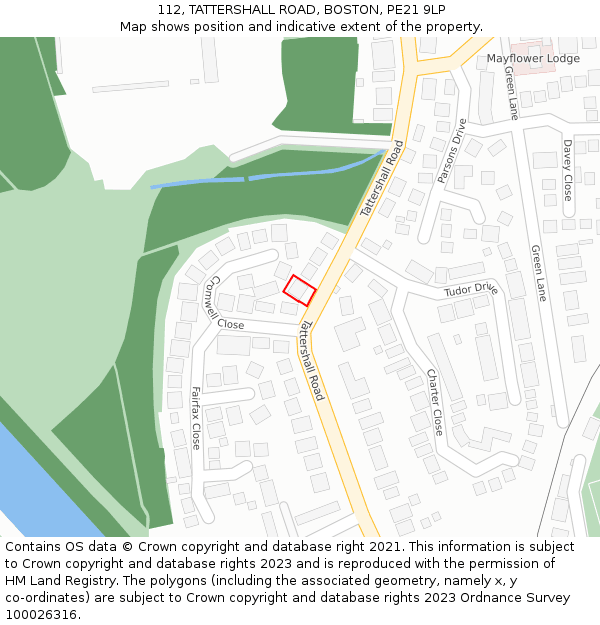 112, TATTERSHALL ROAD, BOSTON, PE21 9LP: Location map and indicative extent of plot