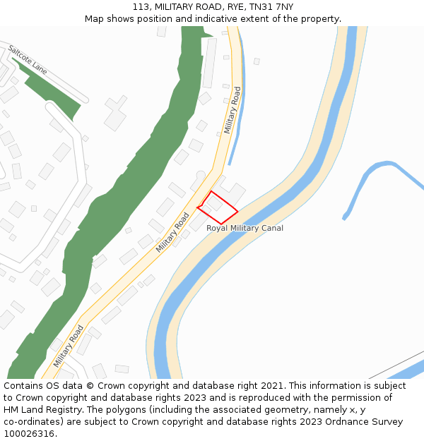 113, MILITARY ROAD, RYE, TN31 7NY: Location map and indicative extent of plot