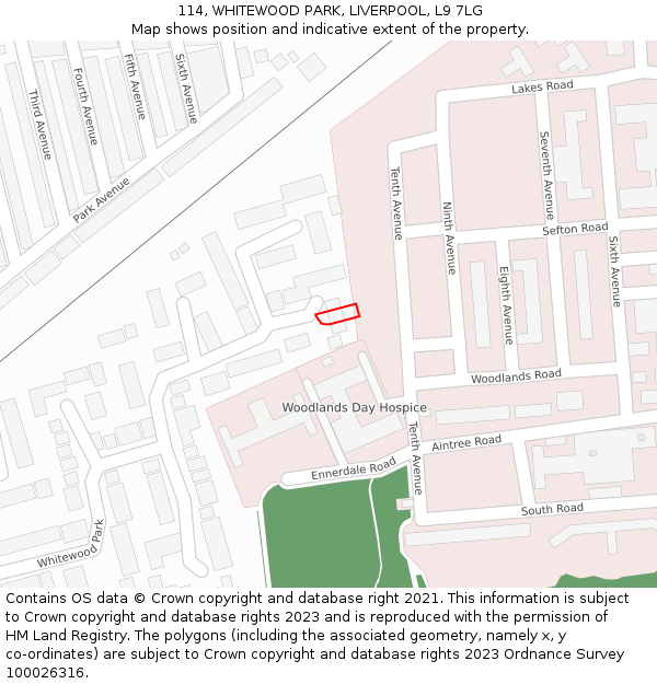 114, WHITEWOOD PARK, LIVERPOOL, L9 7LG: Location map and indicative extent of plot