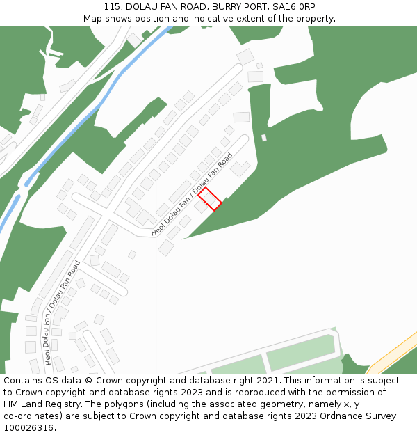 115, DOLAU FAN ROAD, BURRY PORT, SA16 0RP: Location map and indicative extent of plot