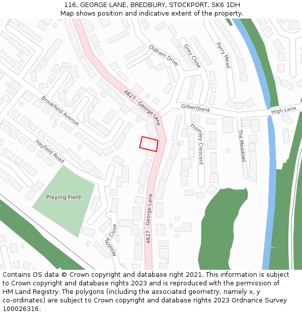 116, GEORGE LANE, BREDBURY, STOCKPORT, SK6 1DH: Location map and indicative extent of plot