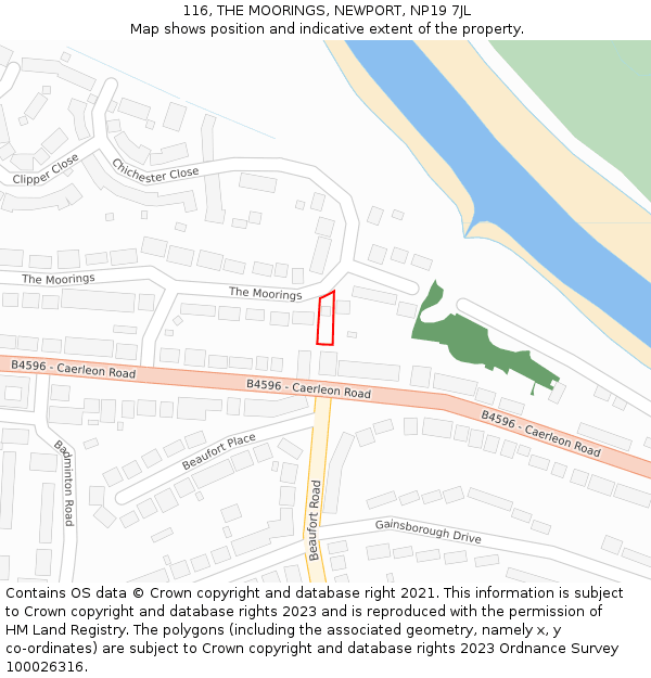116, THE MOORINGS, NEWPORT, NP19 7JL: Location map and indicative extent of plot