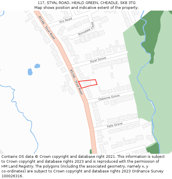 117, STYAL ROAD, HEALD GREEN, CHEADLE, SK8 3TG: Location map and indicative extent of plot