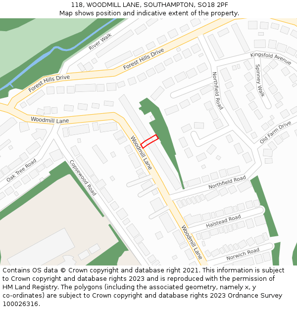 118, WOODMILL LANE, SOUTHAMPTON, SO18 2PF: Location map and indicative extent of plot