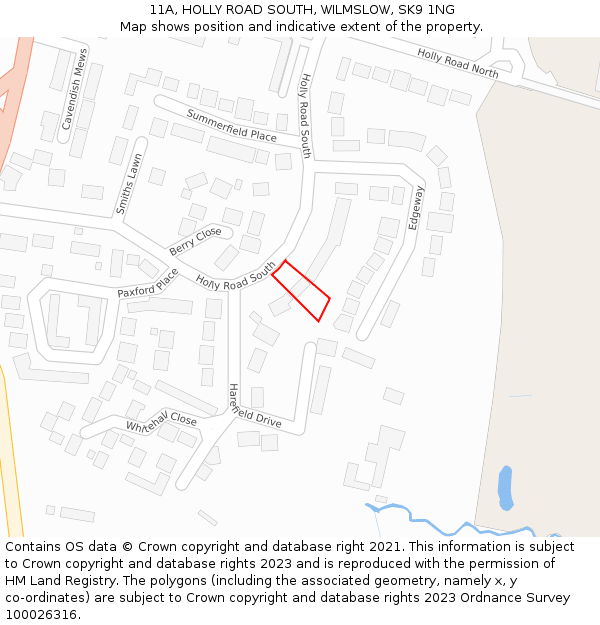 11A, HOLLY ROAD SOUTH, WILMSLOW, SK9 1NG: Location map and indicative extent of plot