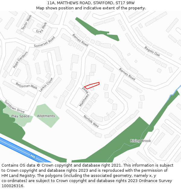 11A, MATTHEWS ROAD, STAFFORD, ST17 9RW: Location map and indicative extent of plot