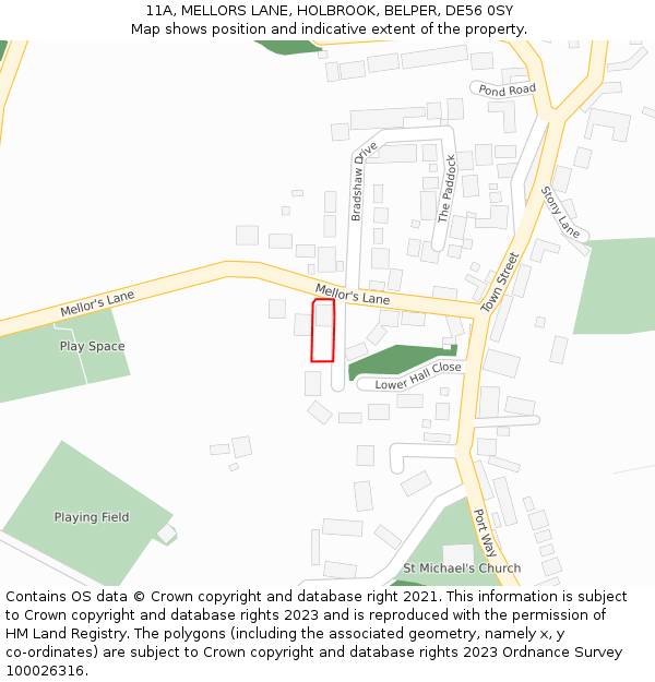 11A, MELLORS LANE, HOLBROOK, BELPER, DE56 0SY: Location map and indicative extent of plot