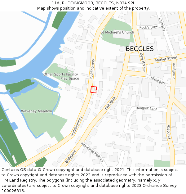 11A, PUDDINGMOOR, BECCLES, NR34 9PL: Location map and indicative extent of plot