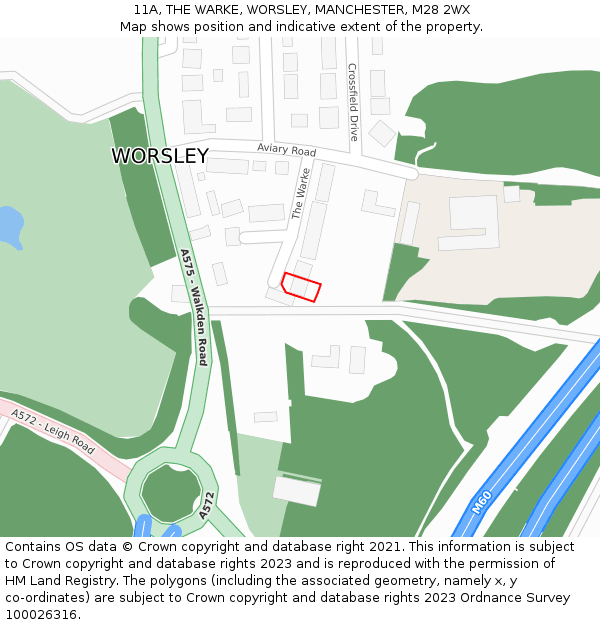 11A, THE WARKE, WORSLEY, MANCHESTER, M28 2WX: Location map and indicative extent of plot