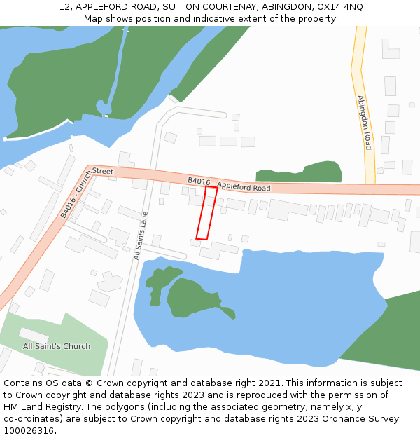 12, APPLEFORD ROAD, SUTTON COURTENAY, ABINGDON, OX14 4NQ: Location map and indicative extent of plot