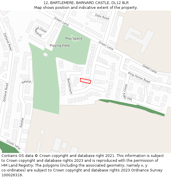 12, BARTLEMERE, BARNARD CASTLE, DL12 8LR: Location map and indicative extent of plot