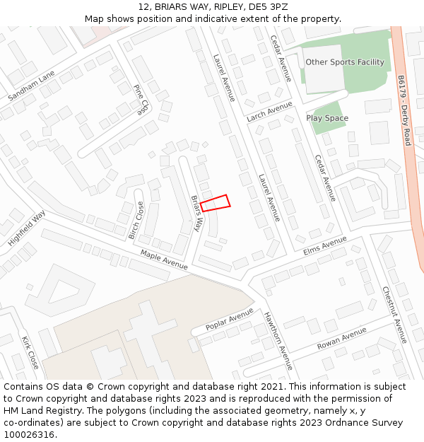 12, BRIARS WAY, RIPLEY, DE5 3PZ: Location map and indicative extent of plot