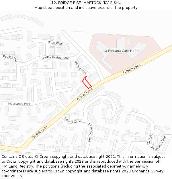 12, BRIDGE RISE, MARTOCK, TA12 6HU: Location map and indicative extent of plot