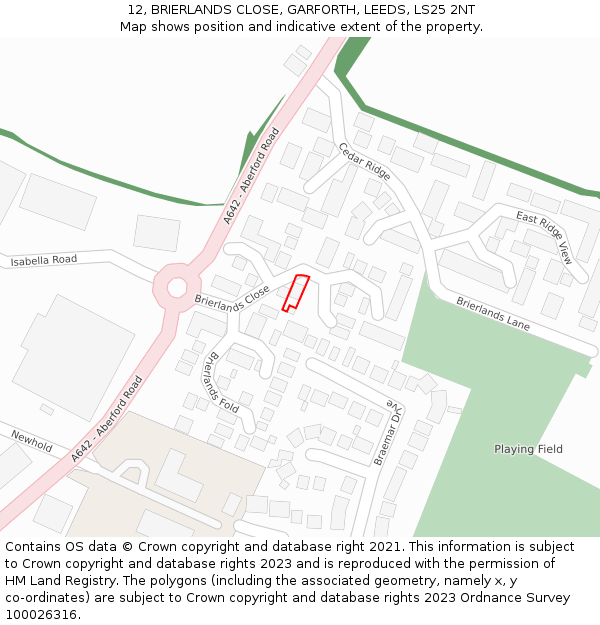 12, BRIERLANDS CLOSE, GARFORTH, LEEDS, LS25 2NT: Location map and indicative extent of plot