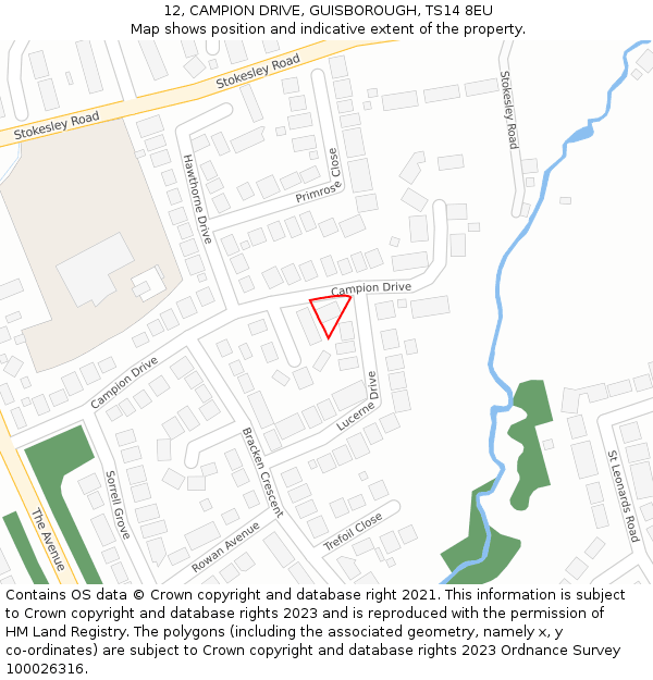 12, CAMPION DRIVE, GUISBOROUGH, TS14 8EU: Location map and indicative extent of plot