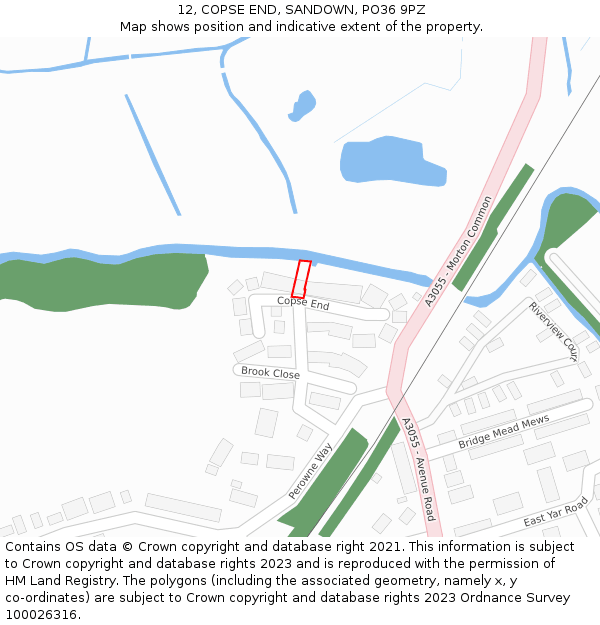 12, COPSE END, SANDOWN, PO36 9PZ: Location map and indicative extent of plot