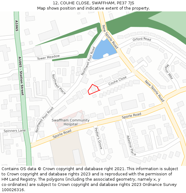 12, COUHE CLOSE, SWAFFHAM, PE37 7JS: Location map and indicative extent of plot
