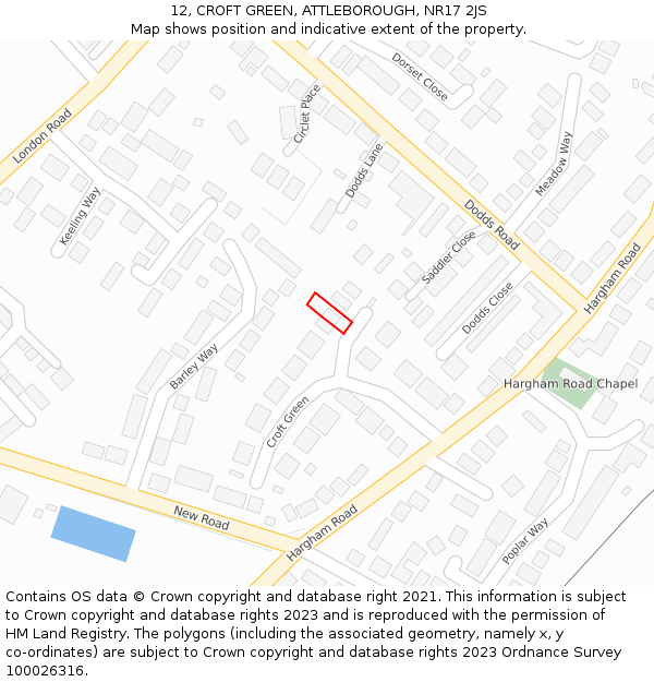 12, CROFT GREEN, ATTLEBOROUGH, NR17 2JS: Location map and indicative extent of plot