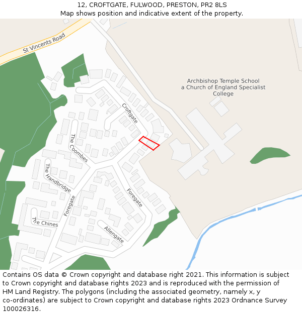 12, CROFTGATE, FULWOOD, PRESTON, PR2 8LS: Location map and indicative extent of plot