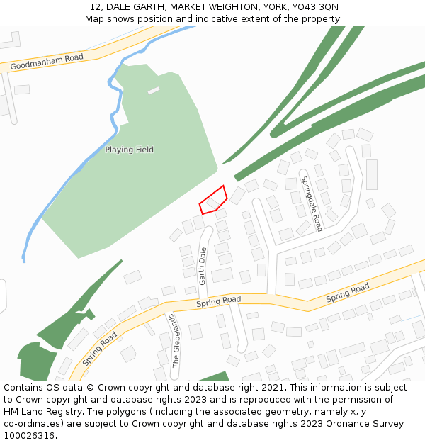 12, DALE GARTH, MARKET WEIGHTON, YORK, YO43 3QN: Location map and indicative extent of plot