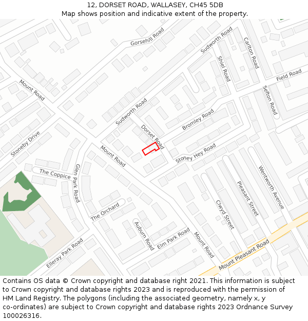 12, DORSET ROAD, WALLASEY, CH45 5DB: Location map and indicative extent of plot